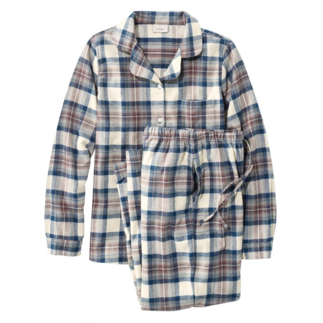 L.L. Bean Ws Scotch Plaid Flannel Pajamas Plaid Womens Regular INDIGO TARTAN