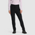 Women's black fleece-lined slim-fit pants, front view, worn with hiking shoes