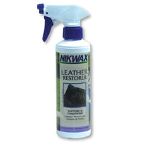Spray bottle with trigger dispenser containing leather conditioning product, front view
