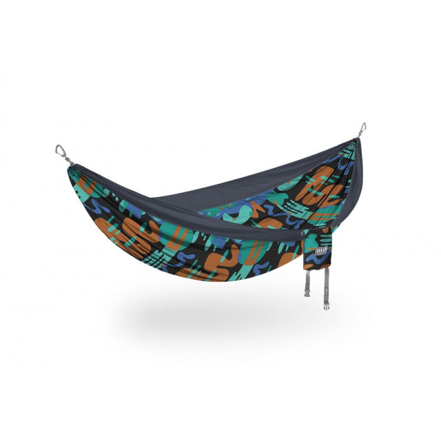 ENO DoubleNest Hammock Prints Lagoon/Charcoal