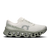 Women's running shoe with off-white mesh upper, chunky CloudTec midsole with hollow pods, lateral view
