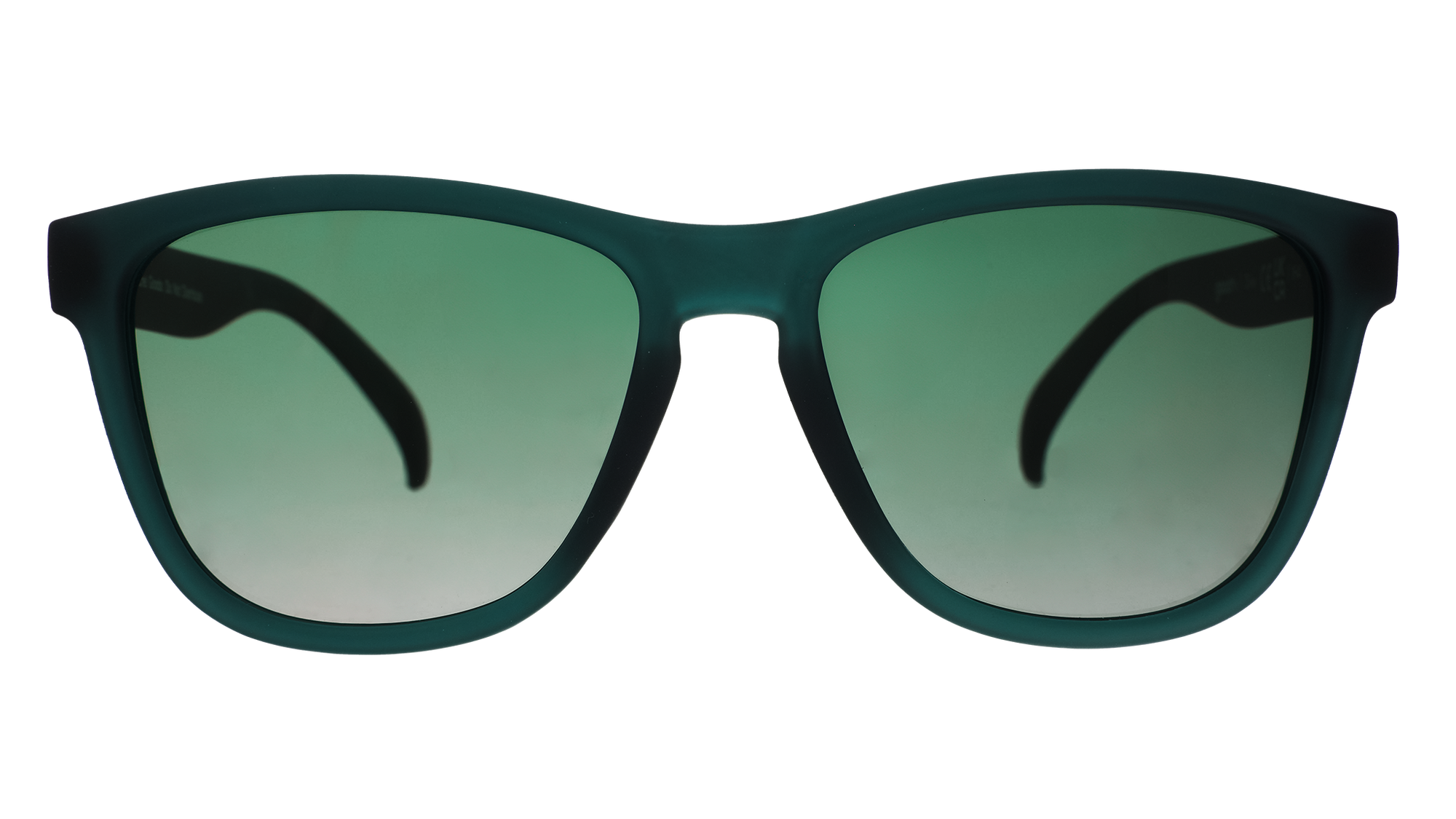 Dark green sunglasses with gradient tinted lenses shown from front view