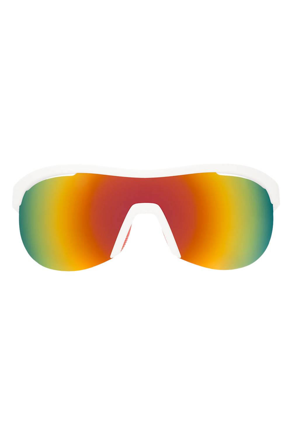 Sport sunglasses with rainbow gradient mirrored lenses on transparent background