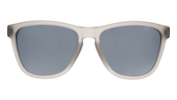 Matte tan sunglasses with dark gray lenses shown from front view