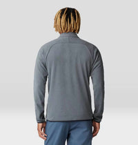 Gray fleece jacket with full zip closure shown from back view on model