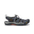 Dark gray sport sandal with adjustable straps and protective toe cap, side view