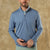 Light blue quarter-zip pullover with long sleeves on male model, front view