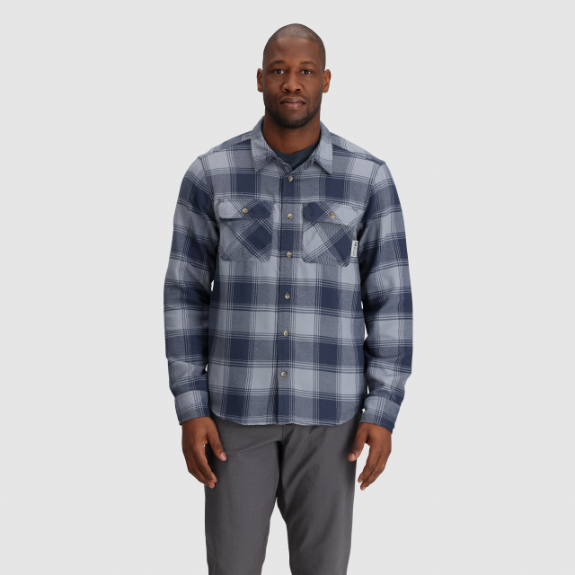 Outdoor Research Ms Feedback Flannel Twill Shirt Slate Plaid