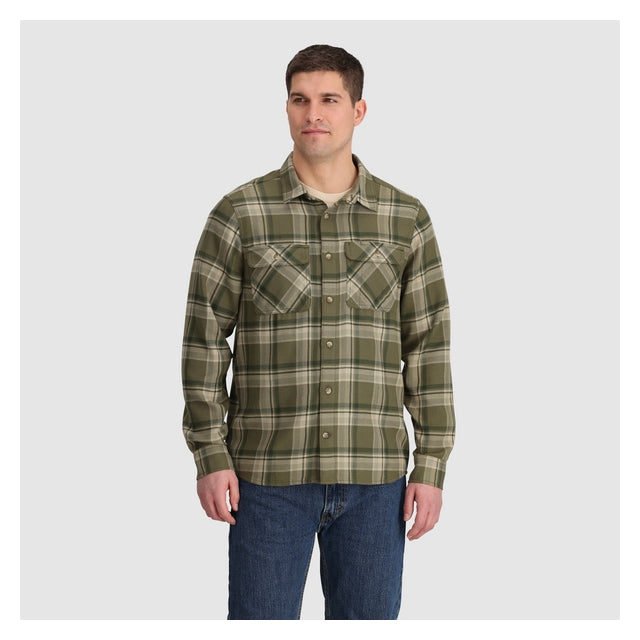Outdoor Research Ms Feedback Flannel Twill Shirt Ranger Green Plaid