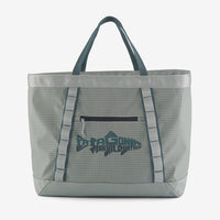 Gray two-tone large tote bag with front pocket and shoulder straps on white background