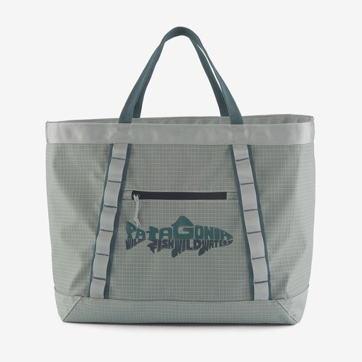 Gray two-tone large tote bag with front pocket and shoulder straps on white background
