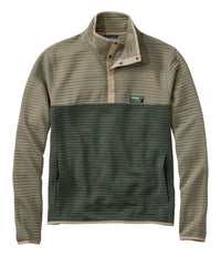 Two-tone colorblock pullover with snap placket, ribbed texture, and kangaroo pocket, front view
