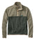 Two-tone colorblock pullover with snap placket, ribbed texture, and kangaroo pocket, front view