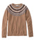 Women's crewneck cashmere sweater with Fair Isle yoke pattern in camel and earth tones, flat lay view