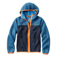 Colorblock hooded jacket with quilted texture, full zip closure and orange trim details