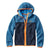 Colorblock hooded jacket with quilted texture, full zip closure and orange trim details