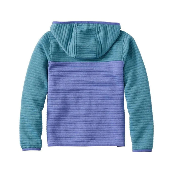 Colorblock ribbed fleece hoodie with full zip closure shown from back view
