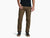 Men's olive brown utility pants with flannel lining visible at cuffs, front view on model