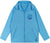Light blue hooded zip-up jacket with circular wave logo and front kangaroo pocket