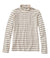 Striped turtleneck long sleeve shirt in cream and navy horizontal stripes, front view