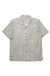 Light tan button-up shirt with white sailboat print pattern and chest pocket