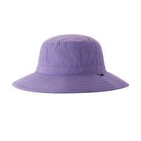Light purple wide-brimmed sun hat with bucket style crown, front view on white background