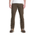 Men's slim-fit outdoor hiking pants in dark olive, front view, worn with trail shoes