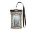Waterproof phone case with leopard print pattern, clear front window, and neck strap