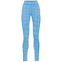 High-waist women's base layer leggings with Nordic snowflake pattern, front view, full length