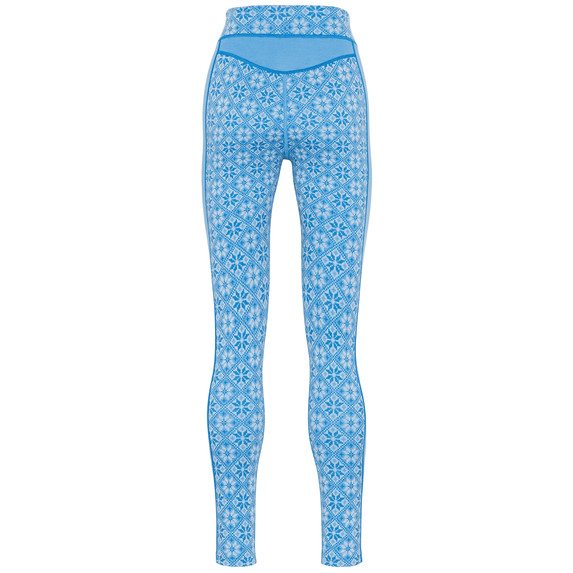 High-waist women's base layer leggings with Nordic snowflake pattern, back view