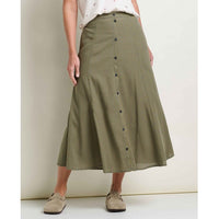 Toad and Co Ws Manzana Paneled Midi Skirt Green Moss Pattern