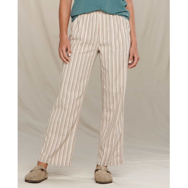 Toad and Co Ws Taj Hemp Wide Leg Pant Egret Thin Stripe