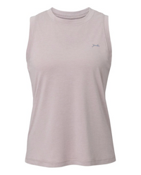 Light purple sleeveless tank top with high crew neck, front view