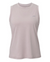 Light purple sleeveless tank top with high crew neck, front view