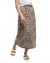 Long midi skirt with elastic waistband featuring abstract floral print in muted tones