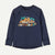 Children's dark navy long-sleeve crew neck base layer with mountain and foliage graphic print