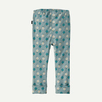 Baby leggings with floral ditsy print in light blue, back view with elastic waistband