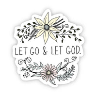 Round sticker with floral border design and inspirational text in center