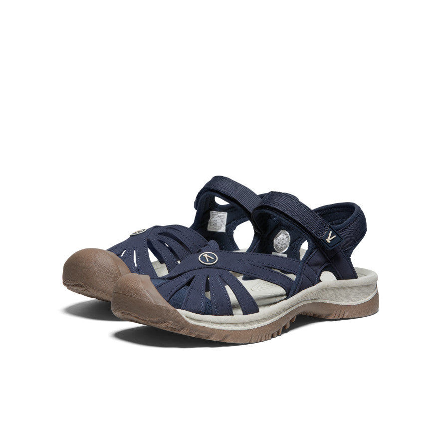 Navy blue women's sport sandals with adjustable straps and closed toe design