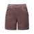 Women's corduroy shorts with elastic waistband and rolled cuffs, front view