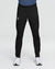 Black insulated slim-fit athletic pants with quilted front panels, front view on model