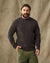 Men's waffle knit crewneck sweater in dark heather, front on-model view