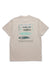 Light colored short sleeve t-shirt with various kayak and canoe illustrations on back
