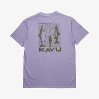 Light purple short-sleeve t-shirt with fish graphic design on back, flat lay view