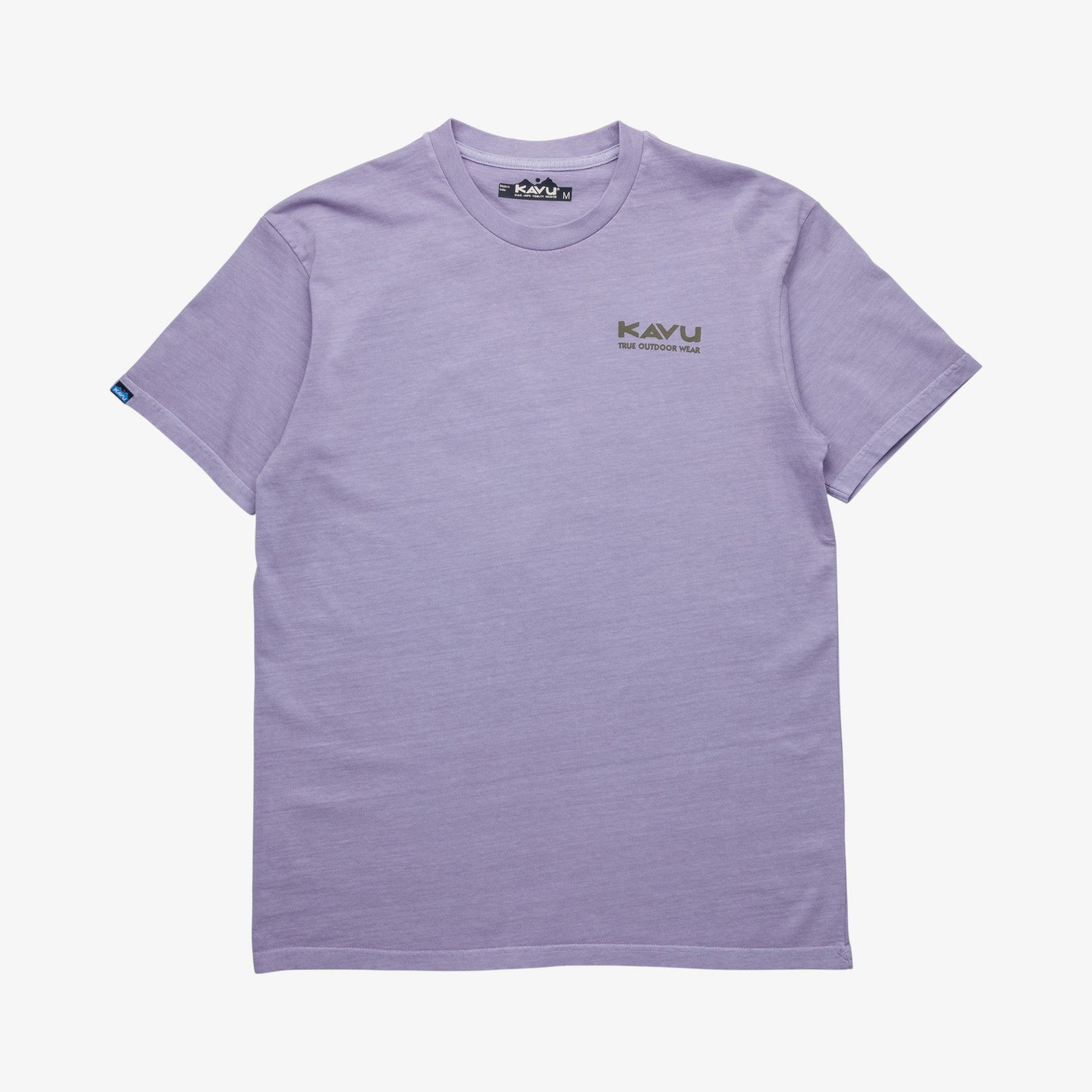 Light purple short-sleeve crew neck t-shirt with small chest logo, front view