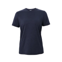 Dark navy blue women's short sleeve crew neck t-shirt, front view on white background