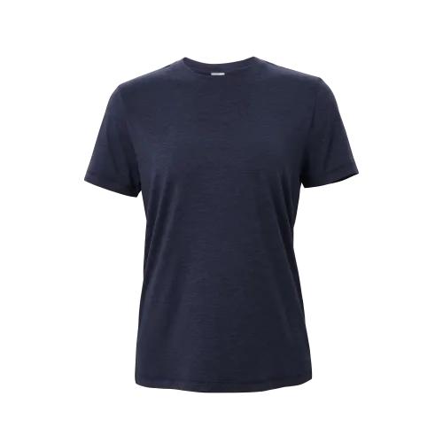 Dark navy blue women's short sleeve crew neck t-shirt, front view on white background