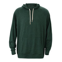 Dark green pullover hoodie with drawstrings and long sleeves, front view