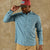 Light blue plaid long-sleeve button-up shirt with chest pocket on male model