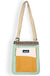 Small crossbody bag with adjustable strap, multiple color blocks and front pocket